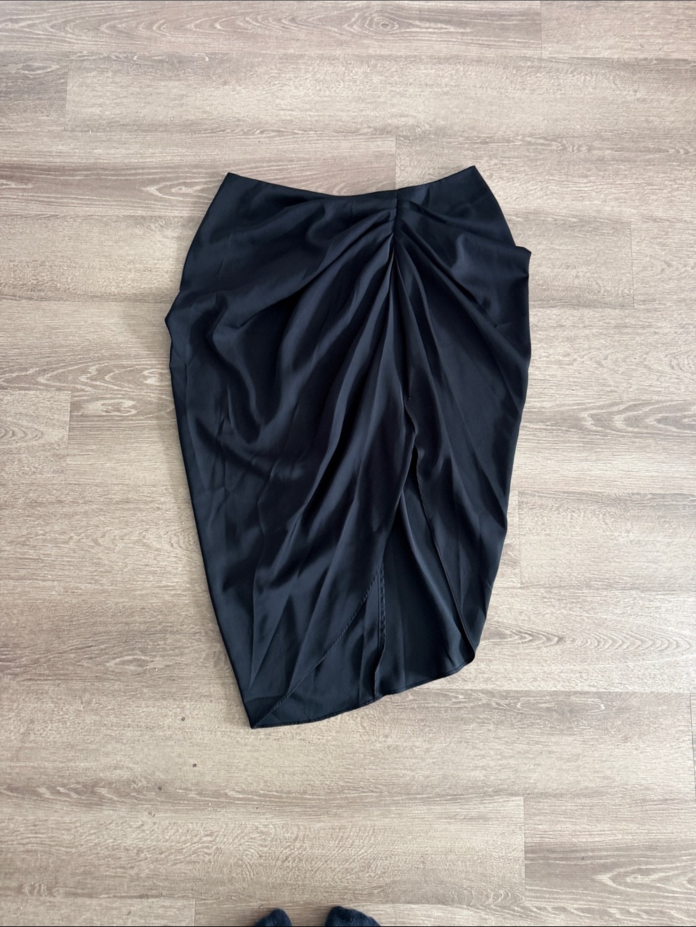 Amazon Black Draped Pencil Skirt with Front Gathering